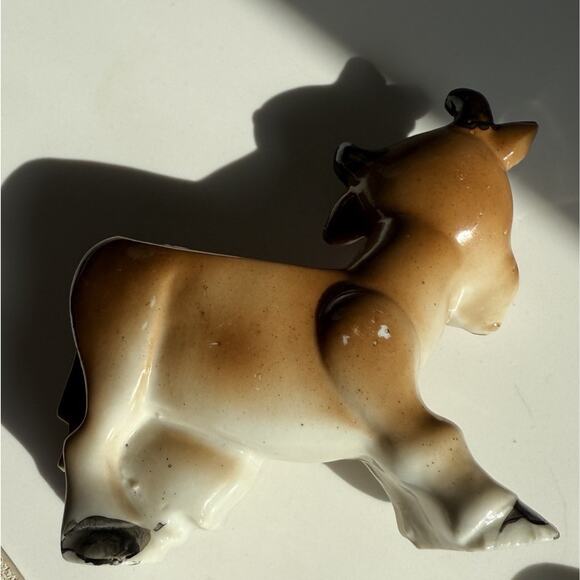 Cow Creamer Vintage 1940’s Japan Ceramic Porcelain Brown Orange 4"x 5" - Picture 4 of 9